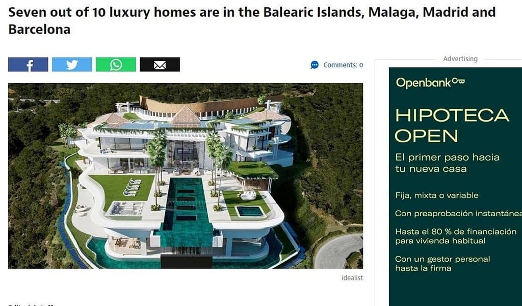 A survey by real estate company flags areas with biggest number of luxury homes in Spain