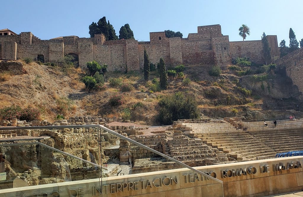 Ancient Roman theater and historical Alcazaba fortress in Malaga