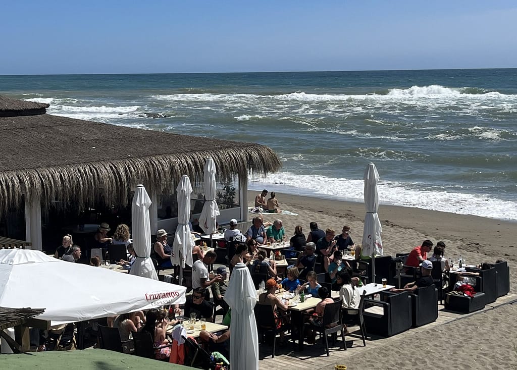 A full-service restaurant set up on the beach is typical of the relaxed southern lifestyle