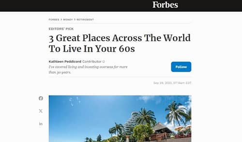 In its Editor's Pick article, Forbes Magazine selects Malaga among world's top great places to live